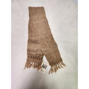 Handmade Chunky Knit Scarf Camel Wool From Snow Leopard Trust 46X6.5 Inches